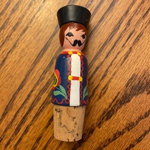 Hand painted Wood Man Guy Wine Cork Stopper 🍷